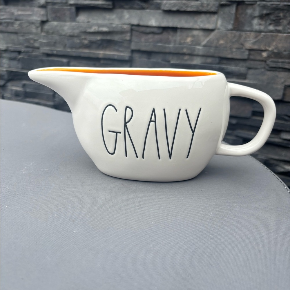 Rae Dunn White Gravy Boat with Orange Interior